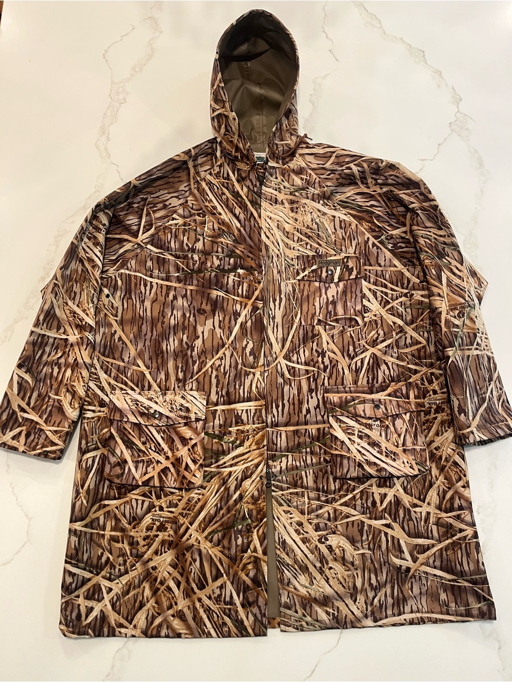 Vintage Hodgman Duck Hunting Camo Parka Rain Jacket XL Hooded Waterproof Zip